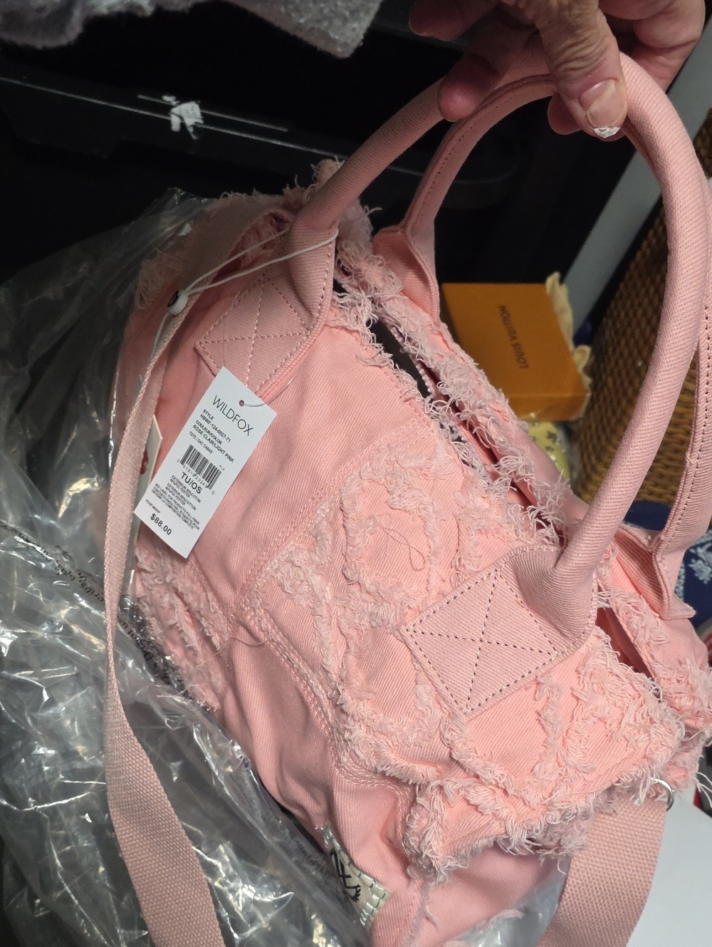 Wildfox Pink Distressed Canvas Travel Tote - Picture 6 of 7